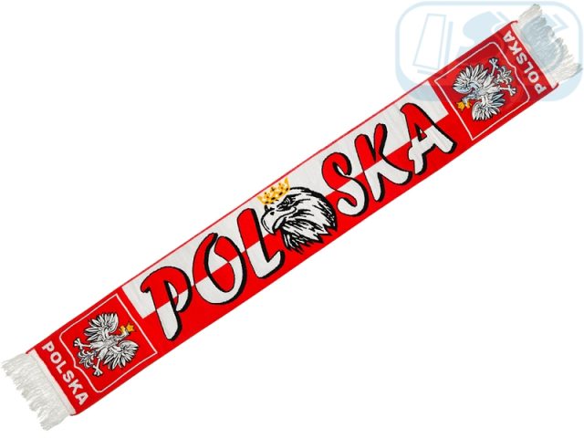 Polska - szalik tkany biały/czerwony z orłem! (49)
