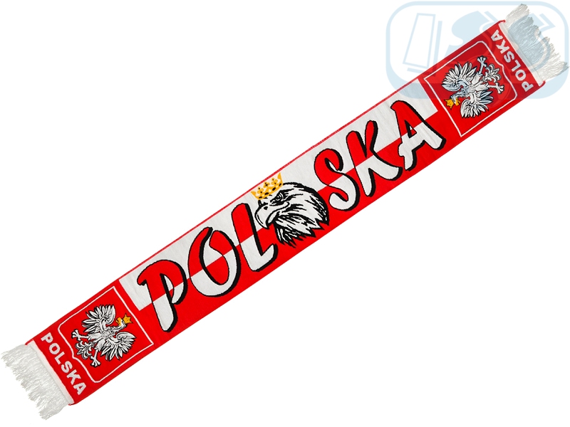 Polska - szalik tkany biały/czerwony z orłem! (49)